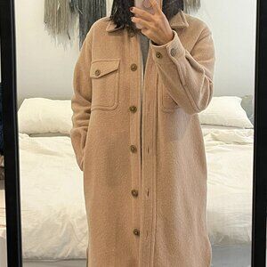 Aritzia Wilfred Free Ganna Long Shirt Jacket size 2XXS - Chasm tan color EUC